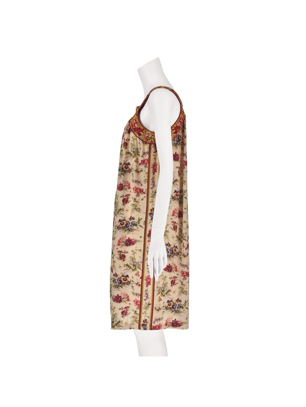 Vintage Jean Paul Gaultier Floral Silk Midi Dress with Embroidered Yoke SZM - Picture 4 of 9